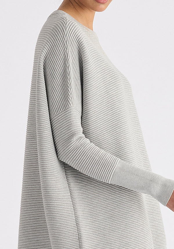 Paisie Ribbed Jumper in Light Grey Close Up